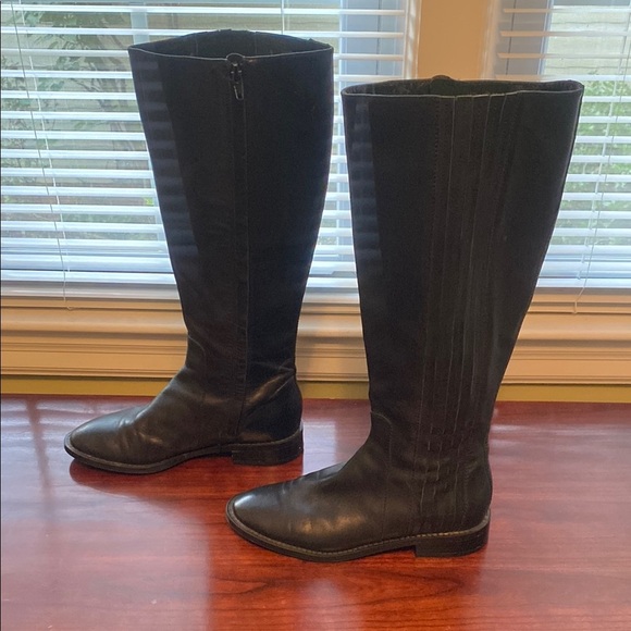 Nine West Braille - Black Knee Boots with Smooth Finish and Side Detailing - Picture 2 of 11